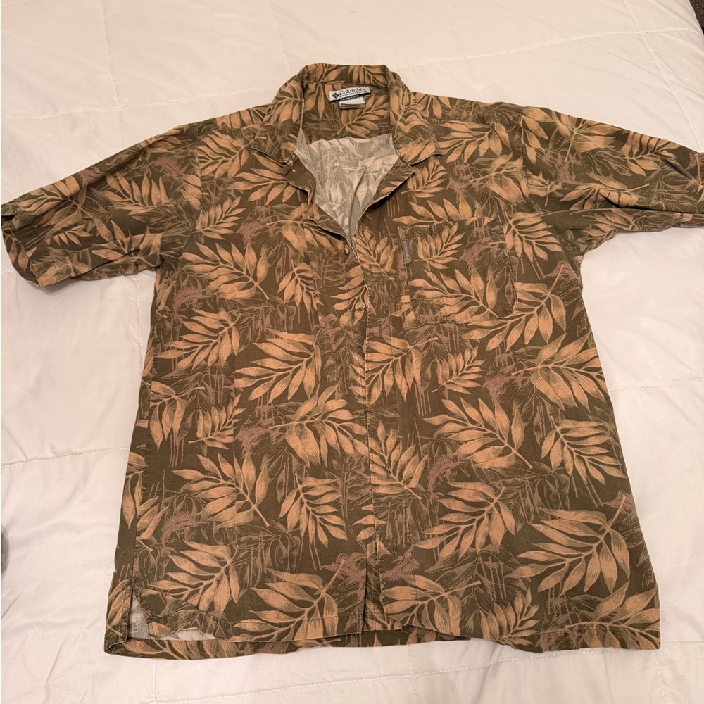 Columbia Olive and Beige Leaf Shirt